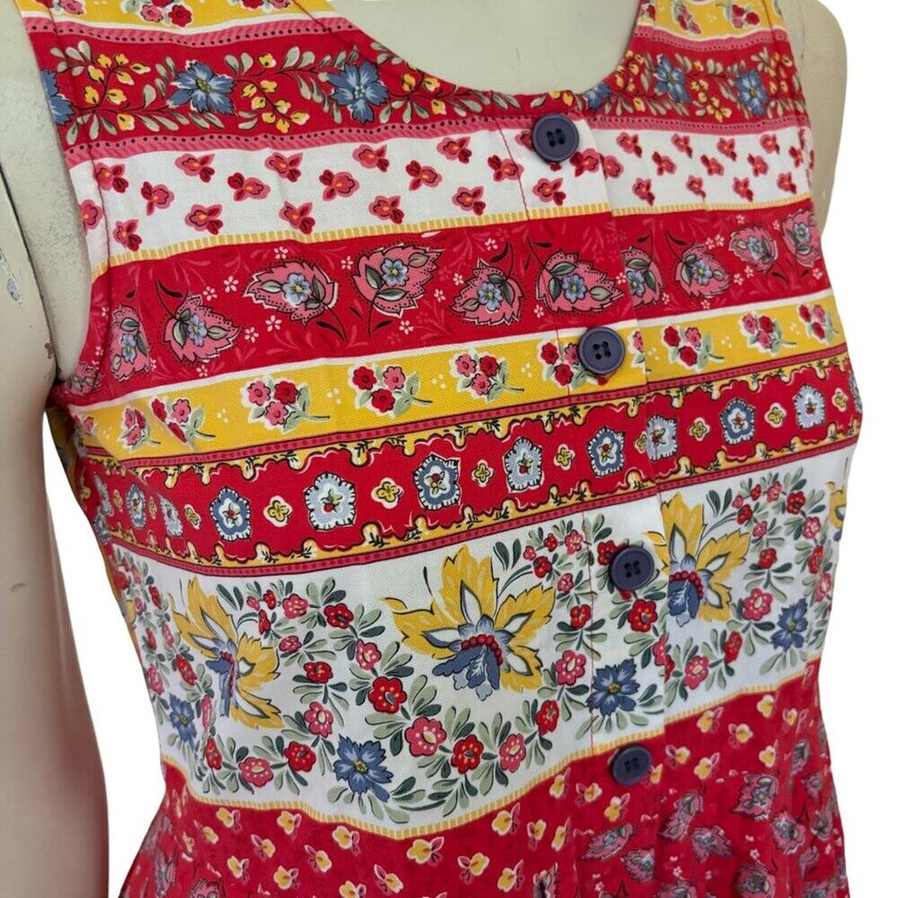 VTG 90s J.G. HOOK Danish Style Tie Back Midaxi Dress in Mixed Florals  SZ 8P
